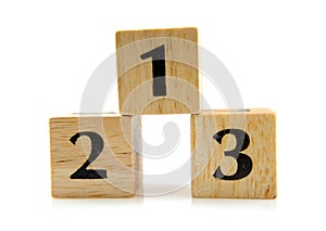 Wooden blocks with numbers 1 2 3