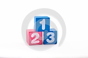 Wooden blocks with numbers 1 2 3