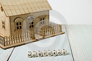 Wooden blocks spelling the word Mortgage