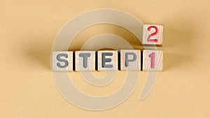 Wooden Blocks with Step 1 and Step 2.