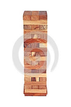 wooden blocks tower isolated on white