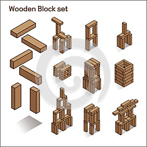 Wooden blocks vector illustration