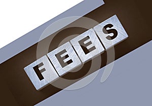 Wooden blocks with the word Fees . Taxes and fees business concept