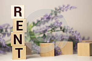 Wooden blocks with the word Rent