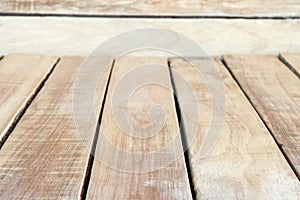 Wooden board empty table for product display montages. photo
