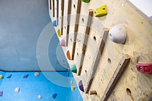 Wooden Board with hooks and planks for warm-up before bouldering training