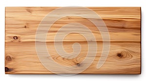 Wooden board isolated on white created with Generative AI. Nice object made from hardwood.