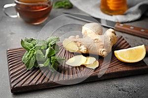 Wooden board with natural cough remedies