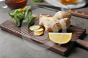 Wooden board with natural cough remedies