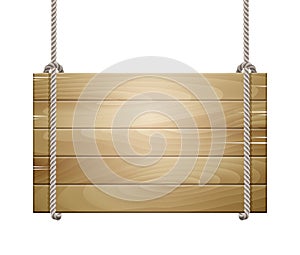 Wooden board sign hanging on a rope