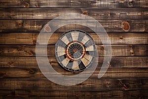 Wooden board with a target for throwing an axe and playing darts