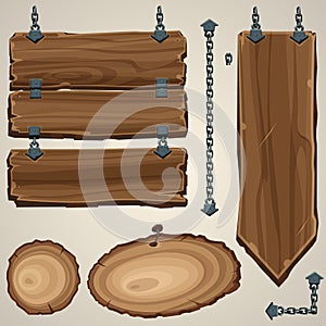 Wooden boards with chain