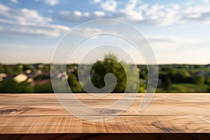 Wooden boards in the foreground close-up