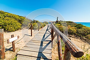 Wooden boardwalk in Costa Rei