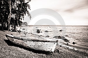 Wooden boat on the beach