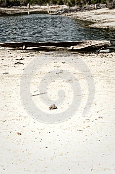 Wooden boat on the beach in a fishing village, Madagascar, Africa