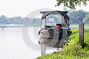 An wooden boat found at Rose Garden