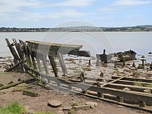 Wooden boat hulks