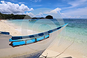 Wooden boat on Ilig Iligan Beach, Boracay Island, Philippines