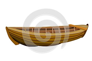 Wooden boat isolated on white background.