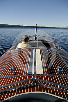 Wooden Boat on a Mountain Lake