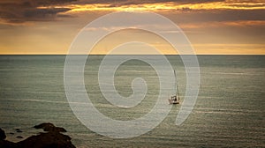 Wooden boat in open water