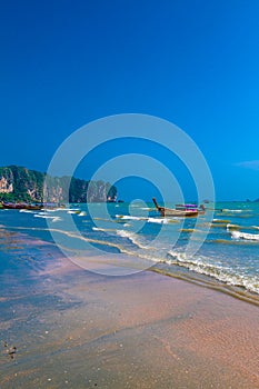 Wooden Boat On Sea Beach