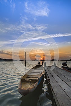 Wooden boat at Songkhla lake