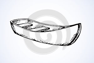 Wooden boat. Vector drawing