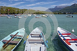 Wooden boats in Annecy, France