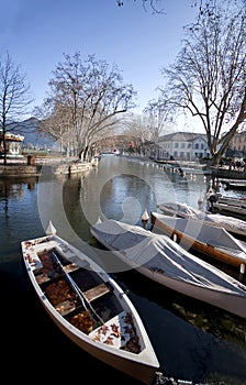 Wooden Boats line the Thiou Canal