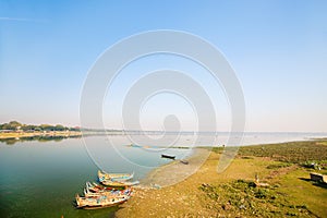 Wooden boats near U Bein bridge