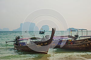 Wooden boats. Peninsula of Railay. Krabi, Thailand.