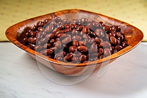 Wooden Bowl Black Beans photo
