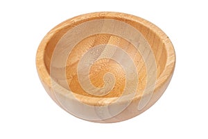 Wooden bowl on white background