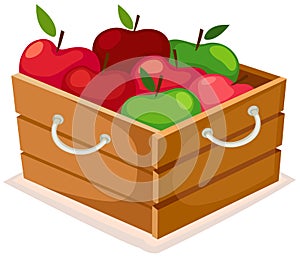 Wooden box of apples