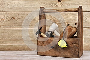 Wooden box of carpenter tools