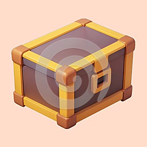 Wooden box chest isolated background. RPG game asset icon. photo