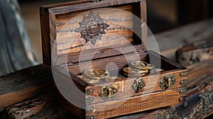 Wooden box with a hidden compartment for storing valuable bitcoins