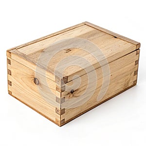 Wooden box isolated on white background