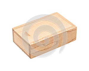 Wooden box isolated on white background. Wood package made from oak material.  Clipping path