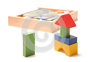 Wooden box with many blocks