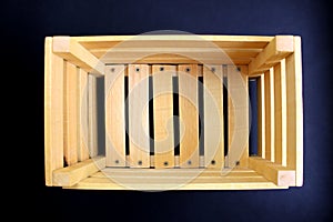 wooden box photographed from above on a black background photo