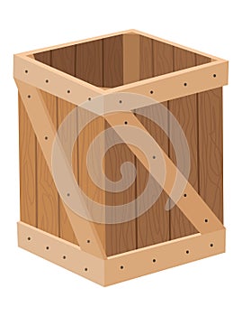 Wooden box. Retail, logistics, delivery, storage concept. Delivery container, empty parcel or shipping crates isolated