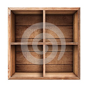 Wooden box, shelf or crate isolated