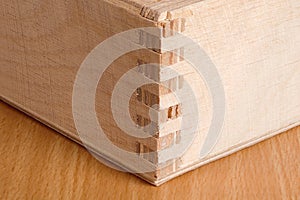 Wooden box on table