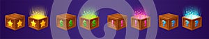 Wooden boxes icons for game gui design