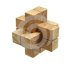 Wooden brain teaser puzzle toy game photo