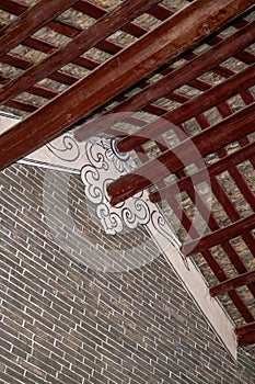 Wooden brick roof of traditional Chinese ancient building