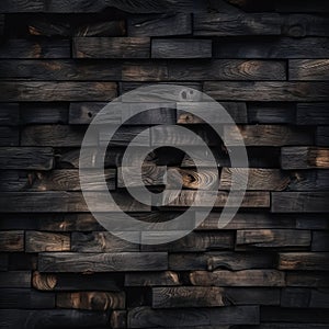 Wooden Brick Wall Background: Dark Texture For Atmospheric Woodland Imagery